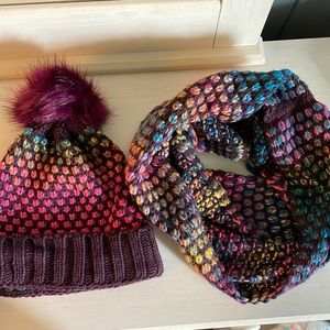Jessica Simpson hat and cow neck scarf